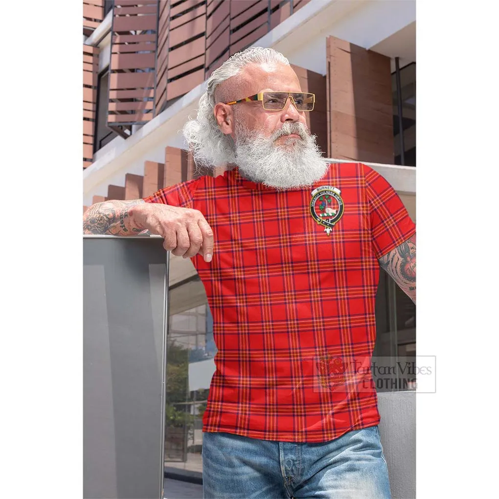 Burnett Tartan Cotton T-shirt with Family Crest Celtic Skull Style