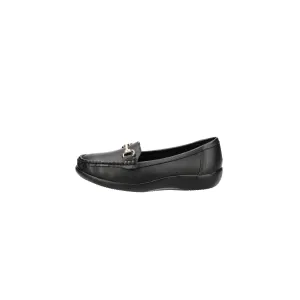 Cushion Walk Flexible Comfort Casual Loafers Leather Black Colour For Women