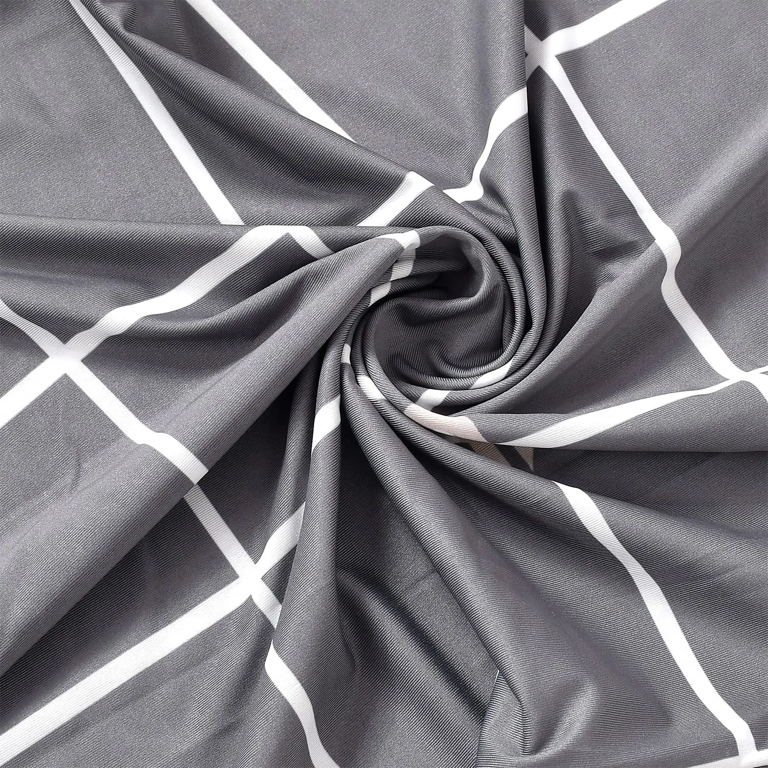 Heart Home Check Printed Elastic Stretchable Polyster Chair Cover for Home, Office, Hotels, Wedding Banquet (Grey)-50HH0879