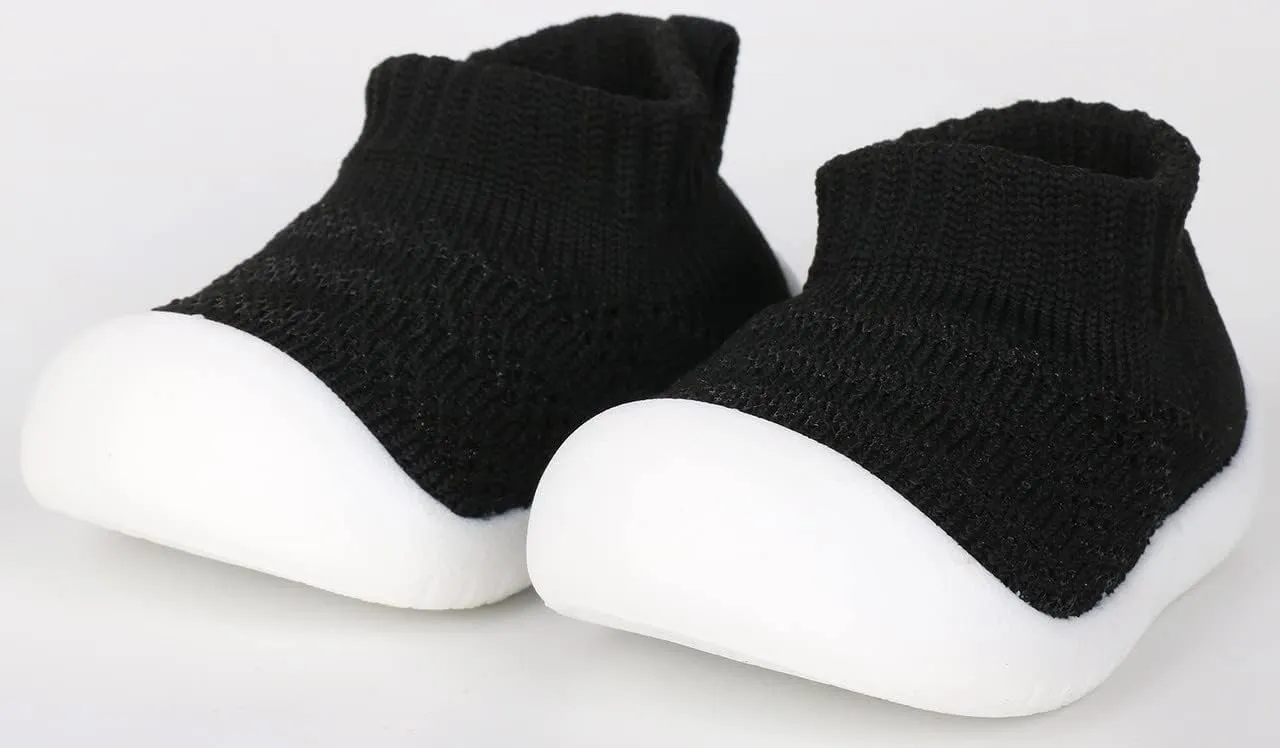 QIETION Baby First-Walking Shoes Trainers Toddler Infant Boys Girls Soft Sole Non Slip Cotton Canvas Mesh Breathable Lightweight TPR Material Slip-on Sneakers Outdoor