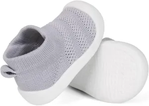 QIETION Baby First-Walking Shoes Trainers Toddler Infant Boys Girls Soft Sole Non Slip Cotton Canvas Mesh Breathable Lightweight TPR Material Slip-on Sneakers Outdoor