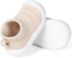 QIETION Baby First-Walking Shoes Trainers Toddler Infant Boys Girls Soft Sole Non Slip Cotton Canvas Mesh Breathable Lightweight TPR Material Slip-on Sneakers Outdoor