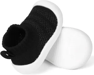 QIETION Baby First-Walking Shoes Trainers Toddler Infant Boys Girls Soft Sole Non Slip Cotton Canvas Mesh Breathable Lightweight TPR Material Slip-on Sneakers Outdoor