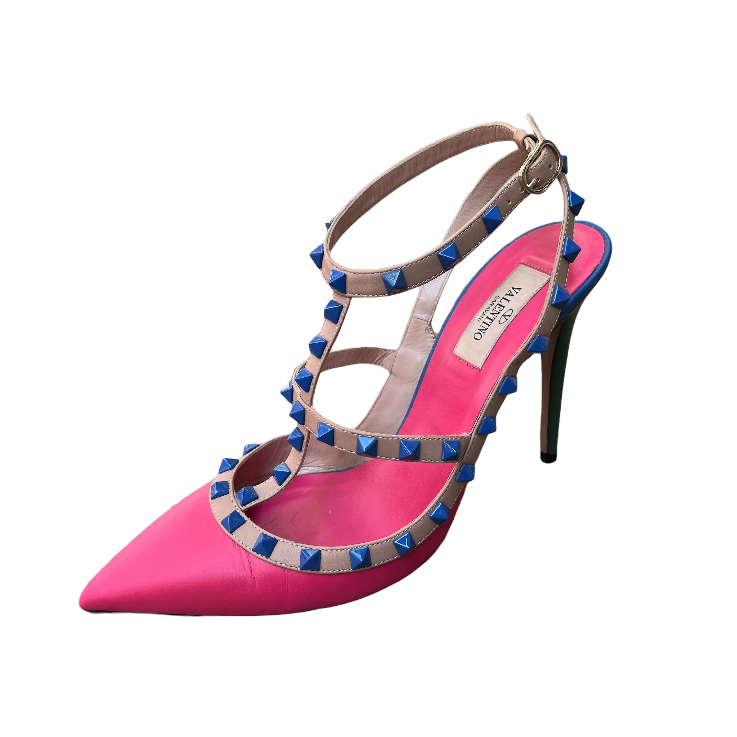 Tricolor Rockstud High Heels - 11