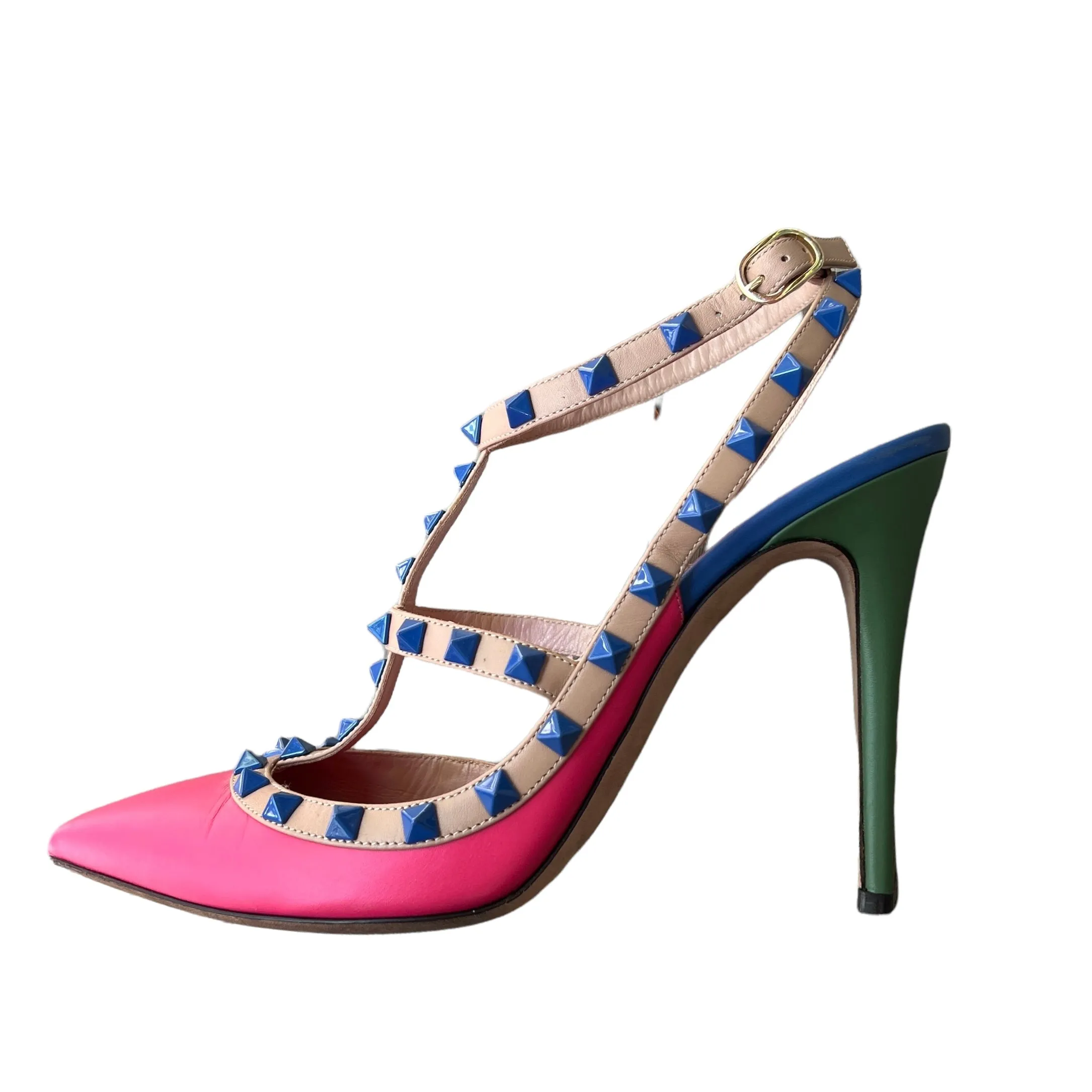 Tricolor Rockstud High Heels - 11
