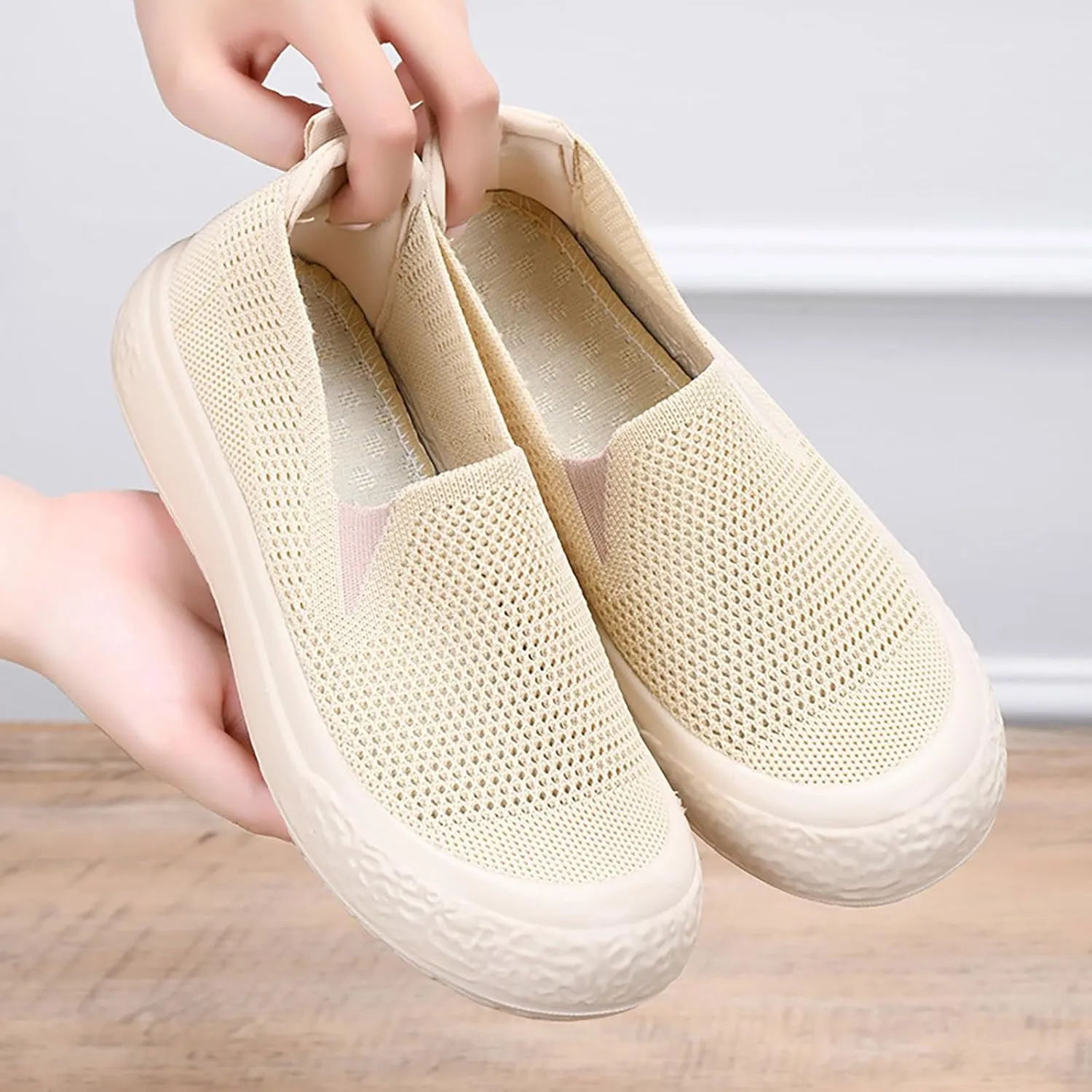 Women's Comfortable Breathable Casual Walking Shoes, Summer Orthopedic Shoes for Women Lightweight Ladies Slip on Gym Trainers
