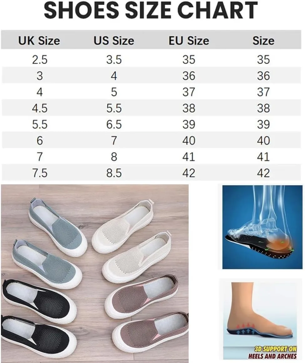 Women's Comfortable Breathable Casual Walking Shoes, Summer Orthopedic Shoes for Women Lightweight Ladies Slip on Gym Trainers